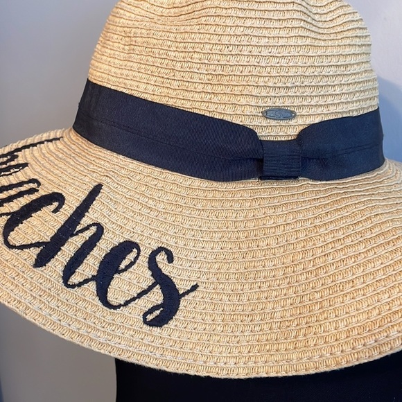 C.C crushable/packable wide brim floppy beach hat, “Aloha Beaches” - Picture 4 of 5